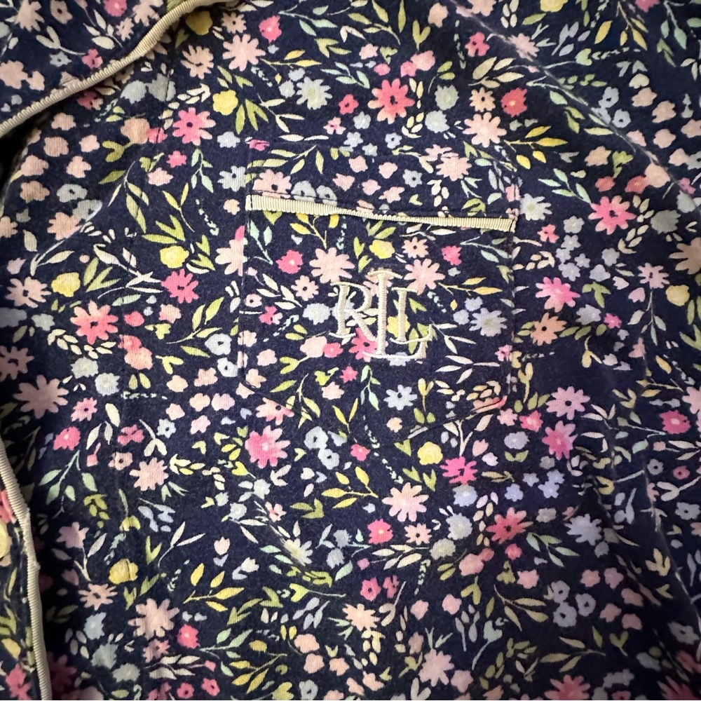 Lauren Ralph Lauren Floral 2 piece short sleeve Pajama Set with LRL monogram XL - Picture 3 of 9